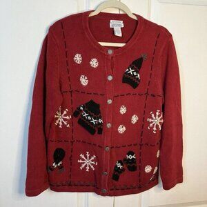 Vintage Northern Reflections Cardigan Hand Embroidered Ugly Christmas Sweater